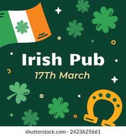 St. Patrick's Day Celebration. Happy Saint Patrick's Day background. March 17. Cartoon Vector illustration design for Poster, Banner, Flyer, Greeting, Card, Cover, Post, Invitation. Ireland Feast day.