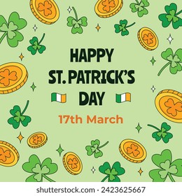 St. Patrick's Day Celebration. Happy Saint Patrick's Day background. March 17. Cartoon Vector illustration design for Poster, Banner, Flyer, Greeting, Card, Cover, Post, Invitation. Ireland Feast day.