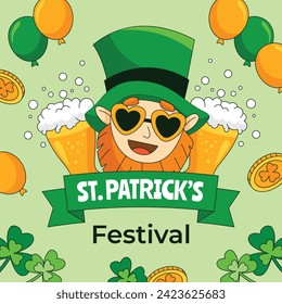 St. Patrick's Day Celebration. Happy Saint Patrick's Day background. March 17. Cartoon Vector illustration design for Poster, Banner, Flyer, Greeting, Card, Cover, Post, Invitation. Ireland Feast day.