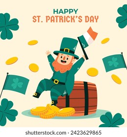 St. Patrick's Day Celebration. Happy Saint Patrick's Day background. March 17. Cartoon Vector illustration design for Poster, Banner, Flyer, Greeting, Card, Cover, Post, Invitation. Ireland Feast day.