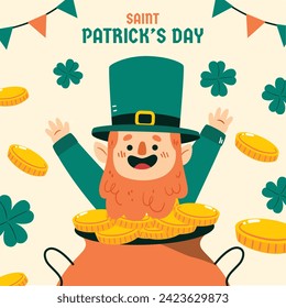 St. Patrick's Day Celebration. Happy Saint Patrick's Day background. March 17. Cartoon Vector illustration design for Poster, Banner, Flyer, Greeting, Card, Cover, Post, Invitation. Ireland Feast day.