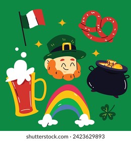 St. Patrick's Day Celebration. Happy Saint Patrick's Day background. March 17. Cartoon Vector illustration design for Poster, Banner, Flyer, Greeting, Card, Cover, Post, Invitation. Ireland Feast day.