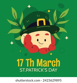 St. Patrick's Day Celebration. Happy Saint Patrick's Day background. March 17. Cartoon Vector illustration design for Poster, Banner, Flyer, Greeting, Card, Cover, Post, Invitation. Ireland Feast day.