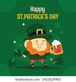 St. Patrick's Day Celebration. Happy Saint Patrick's Day background. March 17. Cartoon Vector illustration design for Poster, Banner, Flyer, Greeting, Card, Cover, Post, Invitation. Ireland Feast day.