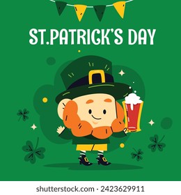 St. Patrick's Day Celebration. Happy Saint Patrick's Day background. March 17. Cartoon Vector illustration design for Poster, Banner, Flyer, Greeting, Card, Cover, Post, Invitation. Ireland Feast day.