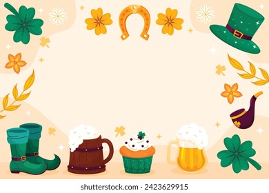 St. Patrick's Day Celebration. Happy Saint Patrick's Day background. March 17. Cartoon Vector illustration design for Poster, Banner, Flyer, Greeting, Card, Cover, Post, Invitation. Ireland Feast day.