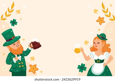 St. Patrick's Day Celebration. Happy Saint Patrick's Day background. March 17. Cartoon Vector illustration design for Poster, Banner, Flyer, Greeting, Card, Cover, Post, Invitation. Ireland Feast day.