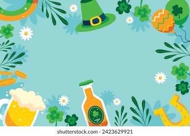 St. Patrick's Day Celebration. Happy Saint Patrick's Day background. March 17. Cartoon Vector illustration design for Poster, Banner, Flyer, Greeting, Card, Cover, Post, Invitation. Ireland Feast day.