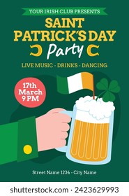 St. Patrick's Day Celebration. Happy Saint Patrick's Day background. March 17. Cartoon Vector illustration design for Poster, Banner, Flyer, Greeting, Card, Cover, Post, Invitation. Ireland Feast day.