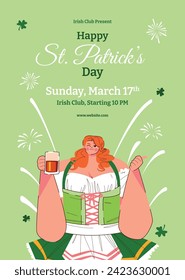 St. Patrick's Day Celebration. Happy Saint Patrick's Day background. March 17. Cartoon Vector illustration design for Poster, Banner, Flyer, Greeting, Card, Cover, Post, Invitation. Ireland Feast day.