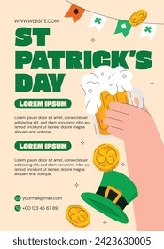 St. Patrick's Day Celebration. Happy Saint Patrick's Day background. March 17. Cartoon Vector illustration design for Poster, Banner, Flyer, Greeting, Card, Cover, Post, Invitation. Ireland Feast day.