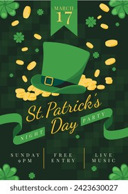 St. Patrick's Day Celebration. Happy Saint Patrick's Day background. March 17. Cartoon Vector illustration design for Poster, Banner, Flyer, Greeting, Card, Cover, Post, Invitation. Ireland Feast day.