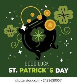 St. Patrick's Day Celebration. Happy Saint Patrick's Day background. March 17. Cartoon Vector illustration design for Poster, Banner, Flyer, Greeting, Card, Cover, Post, Invitation. Ireland Feast day.