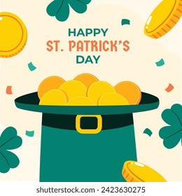 St. Patrick's Day Celebration. Happy Saint Patrick's Day background. March 17. Cartoon Vector illustration design for Poster, Banner, Flyer, Greeting, Card, Cover, Post, Invitation. Ireland Feast day.