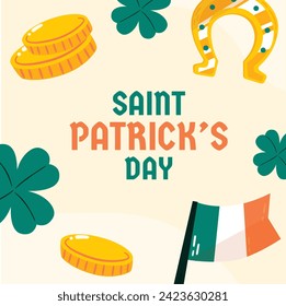 St. Patrick's Day Celebration. Happy Saint Patrick's Day background. March 17. Cartoon Vector illustration design for Poster, Banner, Flyer, Greeting, Card, Cover, Post, Invitation. Ireland Feast day.