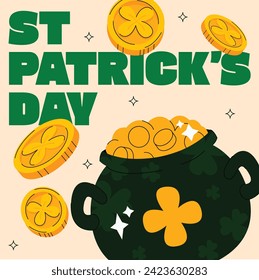 St. Patrick's Day Celebration. Happy Saint Patrick's Day background. March 17. Cartoon Vector illustration design for Poster, Banner, Flyer, Greeting, Card, Cover, Post, Invitation. Ireland Feast day.