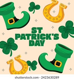 St. Patrick's Day Celebration. Happy Saint Patrick's Day background. March 17. Cartoon Vector illustration design for Poster, Banner, Flyer, Greeting, Card, Cover, Post, Invitation. Ireland Feast day.