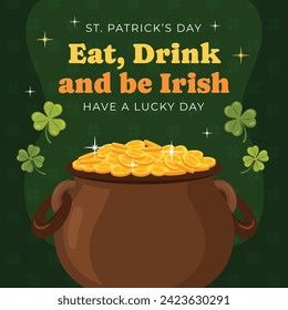 St. Patrick's Day Celebration. Happy Saint Patrick's Day background. March 17. Cartoon Vector illustration design for Poster, Banner, Flyer, Greeting, Card, Cover, Post, Invitation. Ireland Feast day.