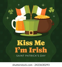 St. Patrick's Day Celebration. Happy Saint Patrick's Day background. March 17. Cartoon Vector illustration design for Poster, Banner, Flyer, Greeting, Card, Cover, Post, Invitation. Ireland Feast day.
