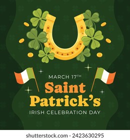 St. Patrick's Day Celebration. Happy Saint Patrick's Day background. March 17. Cartoon Vector illustration design for Poster, Banner, Flyer, Greeting, Card, Cover, Post, Invitation. Ireland Feast day.