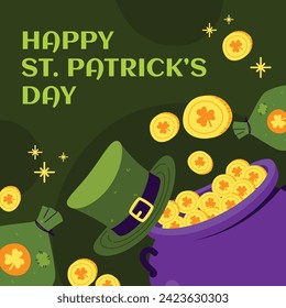 St. Patrick's Day Celebration. Happy Saint Patrick's Day background. March 17. Cartoon Vector illustration design for Poster, Banner, Flyer, Greeting, Card, Cover, Post, Invitation. Ireland Feast day.