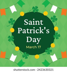 St. Patrick's Day Celebration. Happy Saint Patrick's Day background. March 17. Cartoon Vector illustration design for Poster, Banner, Flyer, Greeting, Card, Cover, Post, Invitation. Ireland Feast day.