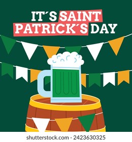 St. Patrick's Day Celebration. Happy Saint Patrick's Day background. March 17. Cartoon Vector illustration design for Poster, Banner, Flyer, Greeting, Card, Cover, Post, Invitation. Ireland Feast day.