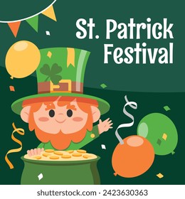 St. Patrick's Day Celebration. Happy Saint Patrick's Day background. March 17. Cartoon Vector illustration design for Poster, Banner, Flyer, Greeting, Card, Cover, Post, Invitation. Ireland Feast day.