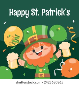 St. Patrick's Day Celebration. Happy Saint Patrick's Day background. March 17. Cartoon Vector illustration design for Poster, Banner, Flyer, Greeting, Card, Cover, Post, Invitation. Ireland Feast day.