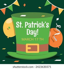 St. Patrick's Day Celebration. Happy Saint Patrick's Day background. March 17. Cartoon Vector illustration design for Poster, Banner, Flyer, Greeting, Card, Cover, Post, Invitation. Ireland Feast day.