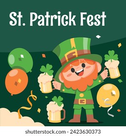 St. Patrick's Day Celebration. Happy Saint Patrick's Day background. March 17. Cartoon Vector illustration design for Poster, Banner, Flyer, Greeting, Card, Cover, Post, Invitation. Ireland Feast day.