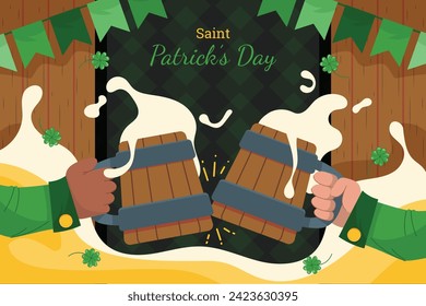 St. Patrick's Day Celebration. Happy Saint Patrick's Day background. March 17. Cartoon Vector illustration design for Poster, Banner, Flyer, Greeting, Card, Cover, Post, Invitation. Ireland Feast day.