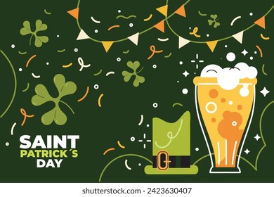 St. Patrick's Day Celebration. Happy Saint Patrick's Day background. March 17. Cartoon Vector illustration design for Poster, Banner, Flyer, Greeting, Card, Cover, Post, Invitation. Ireland Feast day.
