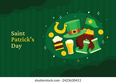 St. Patrick's Day Celebration. Happy Saint Patrick's Day background. March 17. Cartoon Vector illustration design for Poster, Banner, Flyer, Greeting, Card, Cover, Post, Invitation. Ireland Feast day.