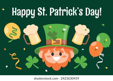 St. Patrick's Day Celebration. Happy Saint Patrick's Day background. March 17. Cartoon Vector illustration design for Poster, Banner, Flyer, Greeting, Card, Cover, Post, Invitation. Ireland Feast day.