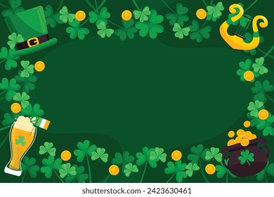 St. Patrick's Day Celebration. Happy Saint Patrick's Day background. March 17. Cartoon Vector illustration design for Poster, Banner, Flyer, Greeting, Card, Cover, Post, Invitation. Ireland Feast day.