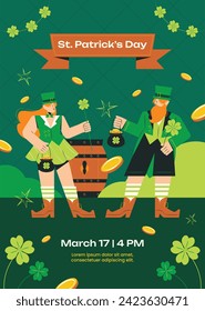 St. Patrick's Day Celebration. Happy Saint Patrick's Day background. March 17. Cartoon Vector illustration design for Poster, Banner, Flyer, Greeting, Card, Cover, Post, Invitation. Ireland Feast day.