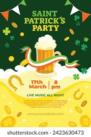 St. Patrick's Day Celebration. Happy Saint Patrick's Day background. March 17. Cartoon Vector illustration design for Poster, Banner, Flyer, Greeting, Card, Cover, Post, Invitation. Ireland Feast day.