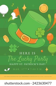 St. Patrick's Day Celebration. Happy Saint Patrick's Day background. March 17. Cartoon Vector illustration design for Poster, Banner, Flyer, Greeting, Card, Cover, Post, Invitation. Ireland Feast day.