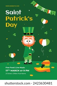 St. Patrick's Day Celebration. Happy Saint Patrick's Day background. March 17. Cartoon Vector illustration design for Poster, Banner, Flyer, Greeting, Card, Cover, Post, Invitation. Ireland Feast day.