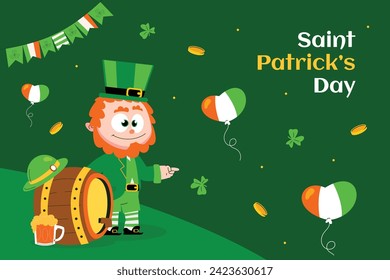St. Patrick's Day Celebration. Happy Saint Patrick's Day background. March 17. Cartoon Vector illustration design for Poster, Banner, Flyer, Greeting, Card, Cover, Post, Invitation. Ireland Feast day.