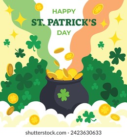 St. Patrick's Day Celebration. Happy Saint Patrick's Day background. March 17. Cartoon Vector illustration design for Poster, Banner, Flyer, Greeting, Card, Cover, Post, Invitation. Ireland Feast day.