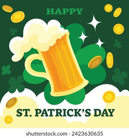 St. Patrick's Day Celebration. Happy Saint Patrick's Day background. March 17. Cartoon Vector illustration design for Poster, Banner, Flyer, Greeting, Card, Cover, Post, Invitation. Ireland Feast day.