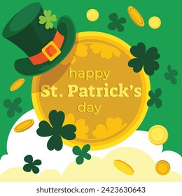 St. Patrick's Day Celebration. Happy Saint Patrick's Day background. March 17. Cartoon Vector illustration design for Poster, Banner, Flyer, Greeting, Card, Cover, Post, Invitation. Ireland Feast day.