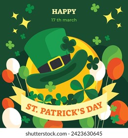 St. Patrick's Day Celebration. Happy Saint Patrick's Day background. March 17. Cartoon Vector illustration design for Poster, Banner, Flyer, Greeting, Card, Cover, Post, Invitation. Ireland Feast day.