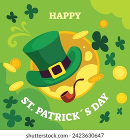 St. Patrick's Day Feier. Alles Gute zum Saint Patrick's Day Hintergrund. 17. März. Cartoon Vektorgrafik Design für Poster, Banner, Flyer, Gruß, Card, Cover, Post, Einladung. Irland Feiertag.