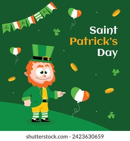 St. Patrick's Day Celebration. Happy Saint Patrick's Day background. March 17. Cartoon Vector illustration design for Poster, Banner, Flyer, Greeting, Card, Cover, Post, Invitation. Ireland Feast day.