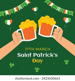 St. Patrick's Day Celebration. Happy Saint Patrick's Day background. March 17. Cartoon Vector illustration design for Poster, Banner, Flyer, Greeting, Card, Cover, Post, Invitation. Ireland Feast day.