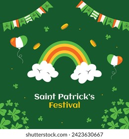 St. Patrick's Day Celebration. Happy Saint Patrick's Day background. March 17. Cartoon Vector illustration design for Poster, Banner, Flyer, Greeting, Card, Cover, Post, Invitation. Ireland Feast day.