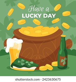St. Patrick's Day Celebration. Happy Saint Patrick's Day background. March 17. Cartoon Vector illustration design for Poster, Banner, Flyer, Greeting, Card, Cover, Post, Invitation. Ireland Feast day.